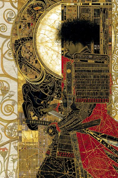 Golden Samurai Portrait Print.