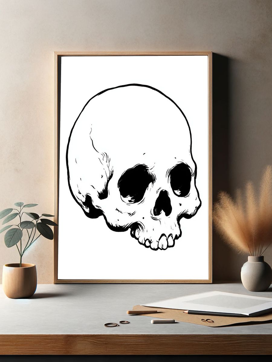 Skull Ink Illustration Poster. — room view 2