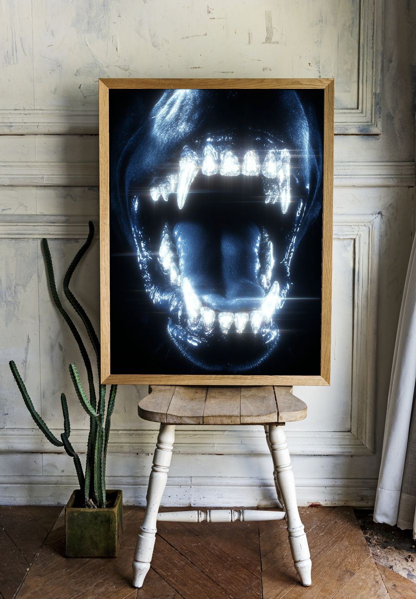 Glowing Panther Roar Illustration Poster. room preview