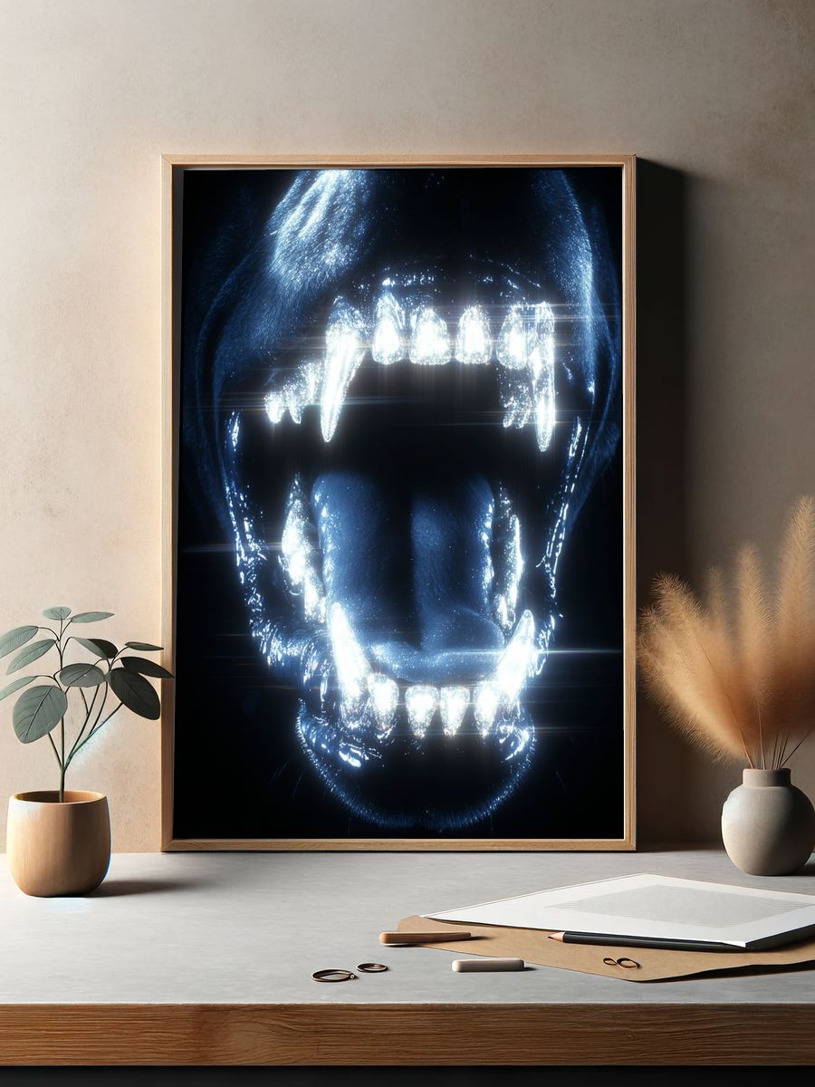 Glowing Panther Roar Illustration Poster. — room view 2