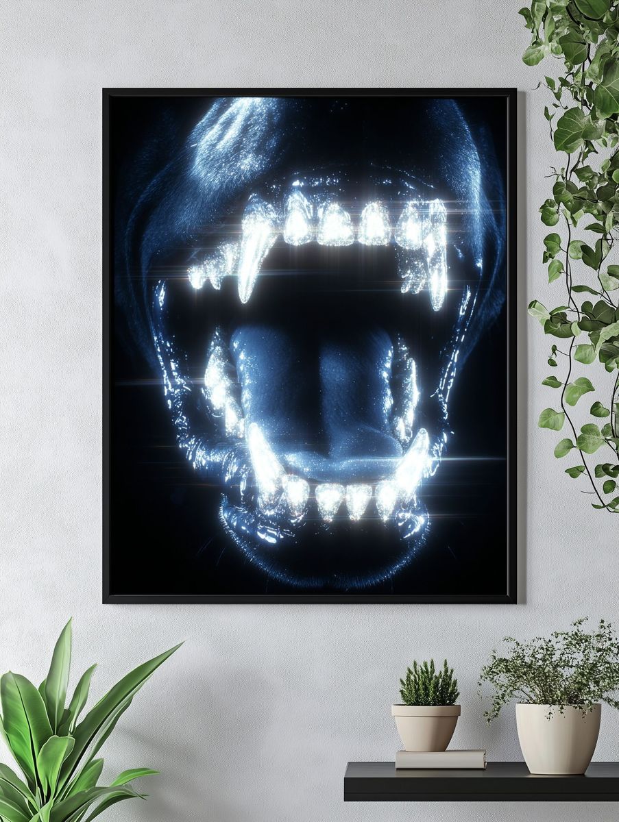 Glowing Panther Roar Illustration Poster. — room view 4