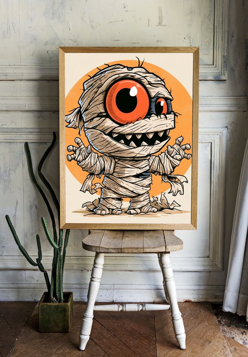 Mummy Monster Cartoon Poster. room preview