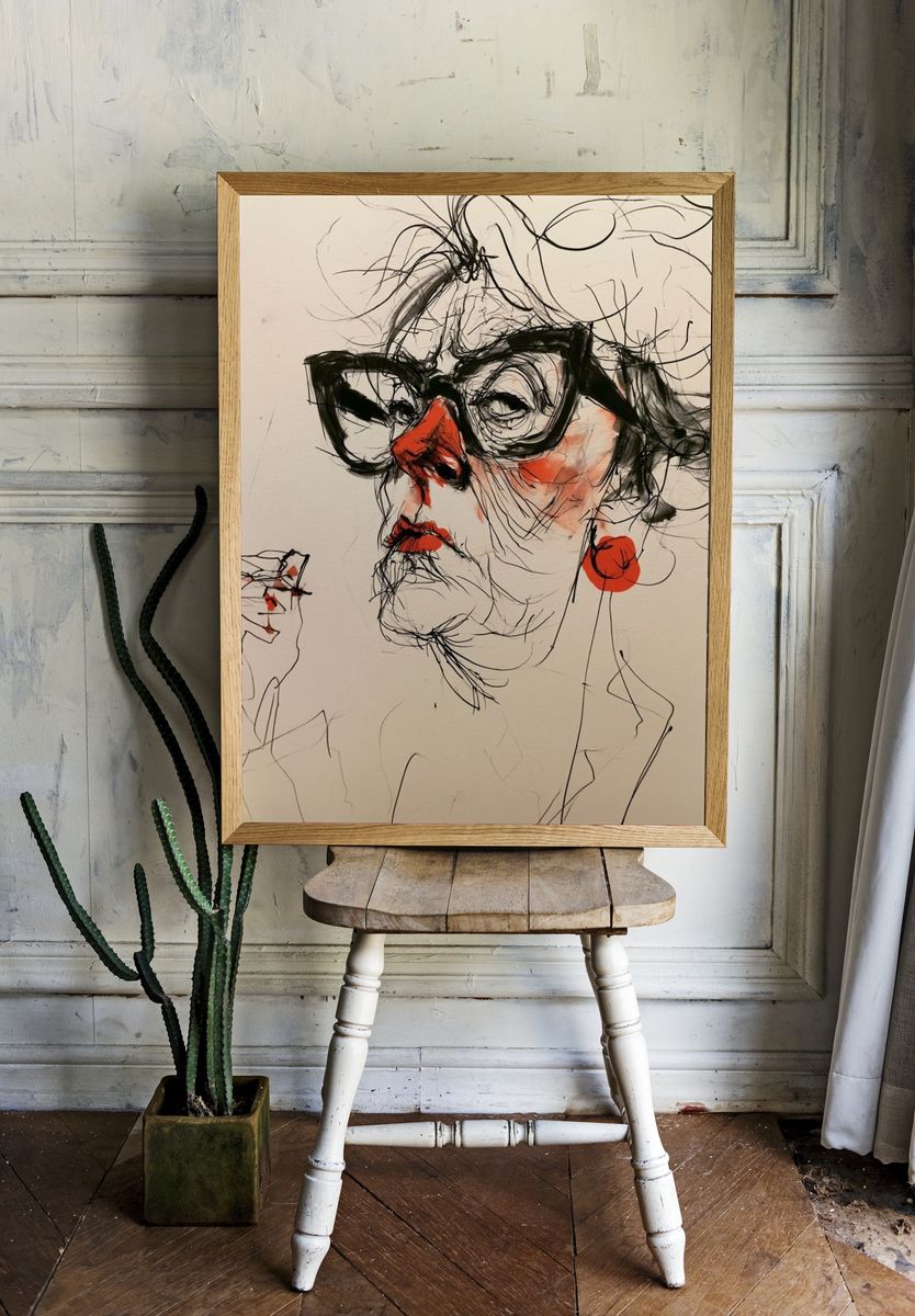 Woman with Glasses Illustration Poster. room preview