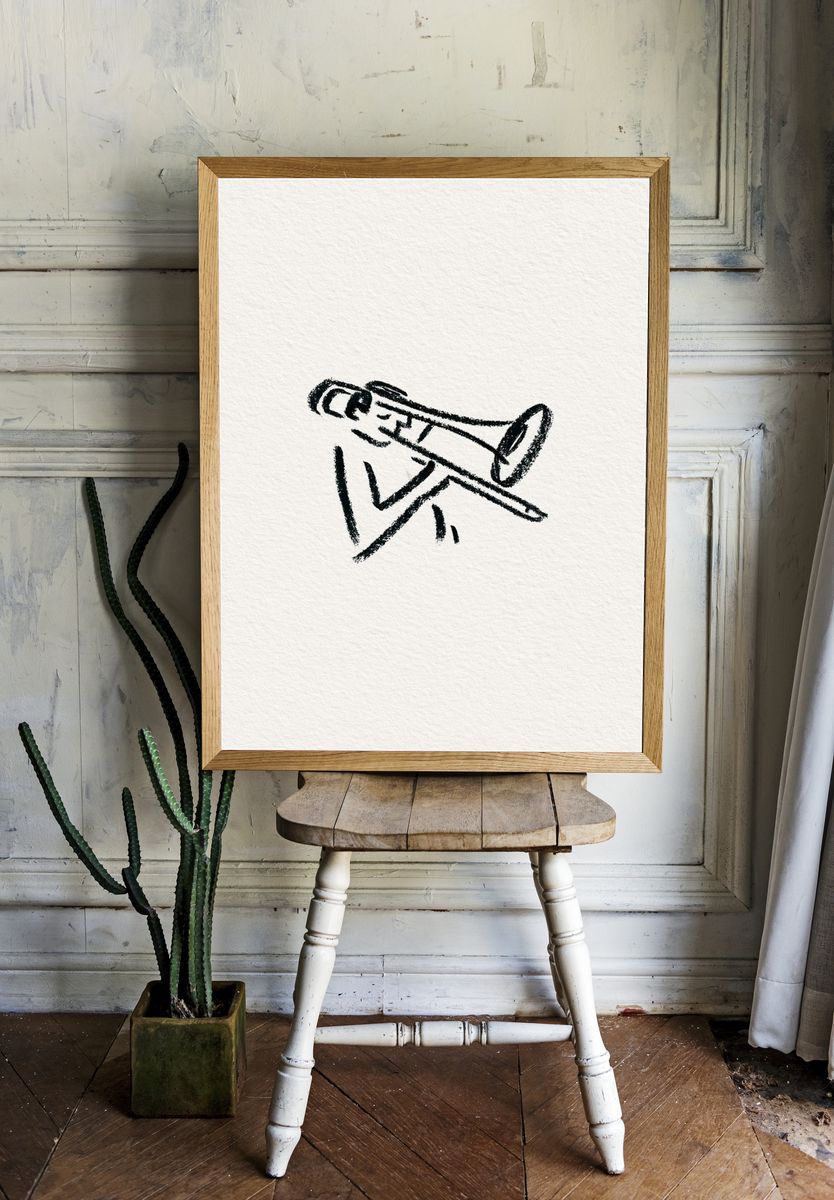Trumpet Line Art Poster. room preview