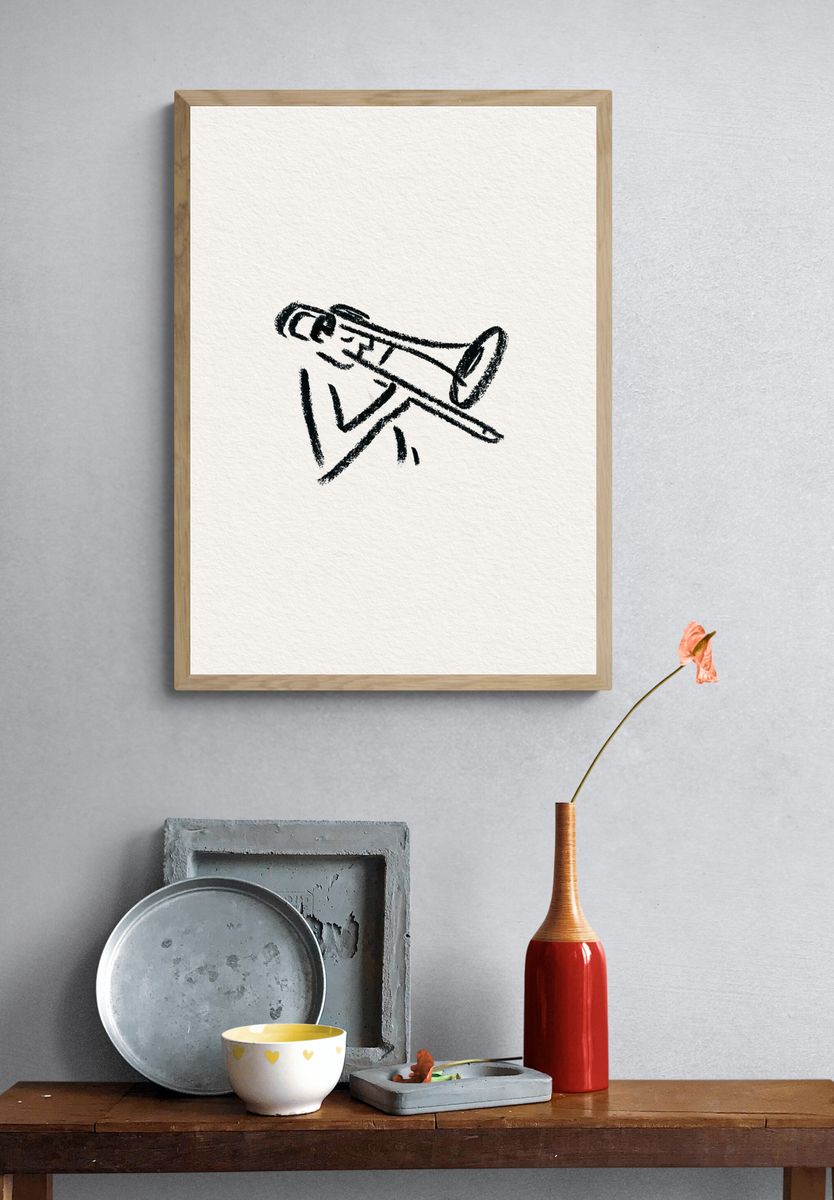 Trumpet Line Art Poster. — room view 3