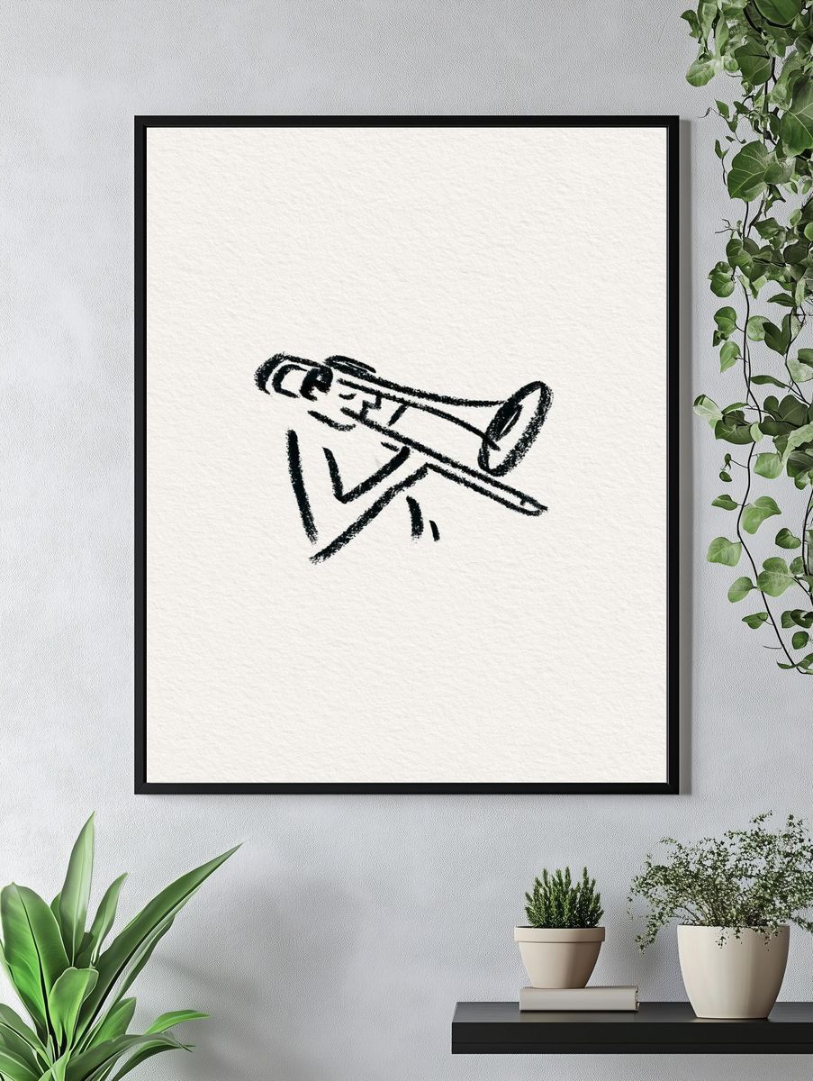 Trumpet Line Art Poster. — room view 4