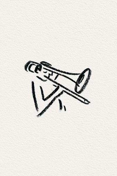 Trumpet Line Art Poster.