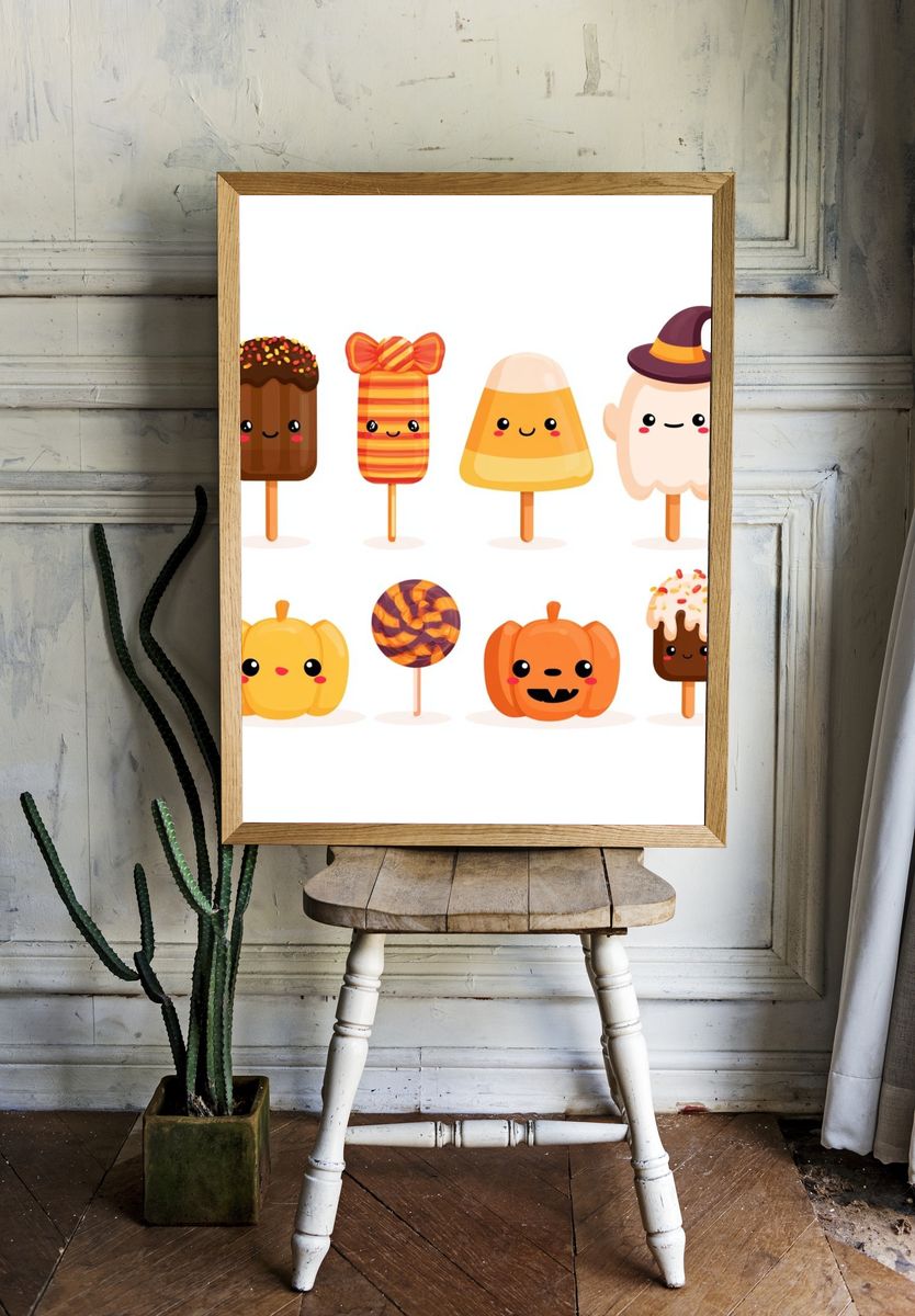 Cute Halloween Treats Illustration Poster. — room view 1