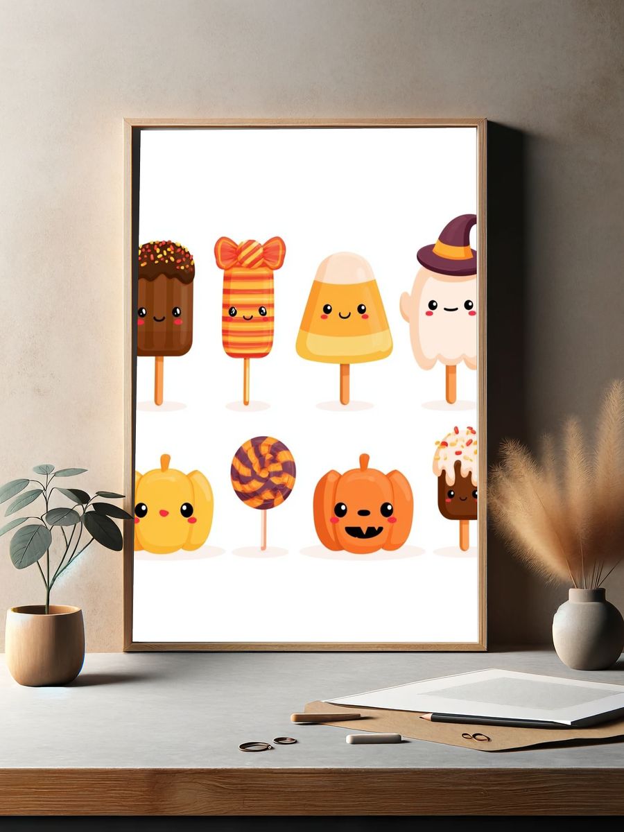 Cute Halloween Treats Illustration Poster. — room view 2