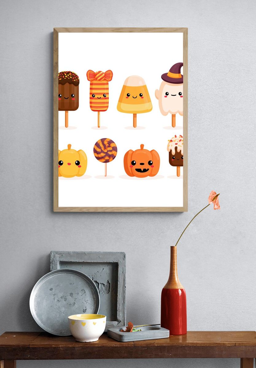 Cute Halloween Treats Illustration Poster. — room view 3