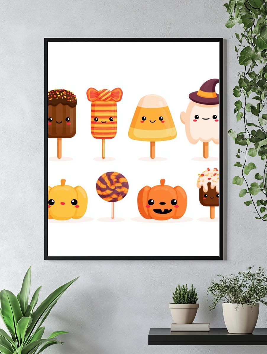 Cute Halloween Treats Illustration Poster. — room view 4