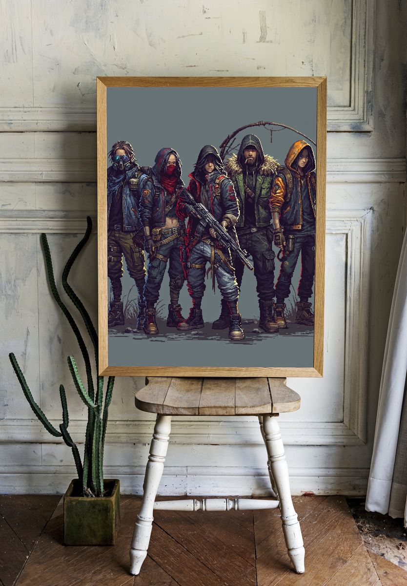 Post-Apocalyptic Squad Digital Art Poster. room preview