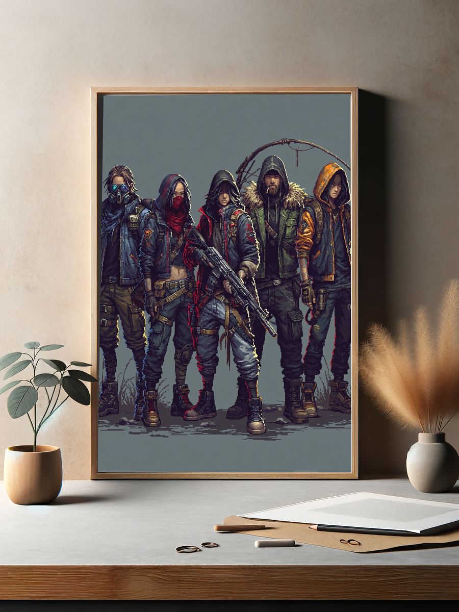 Post-Apocalyptic Squad Digital Art Poster. — room view 2