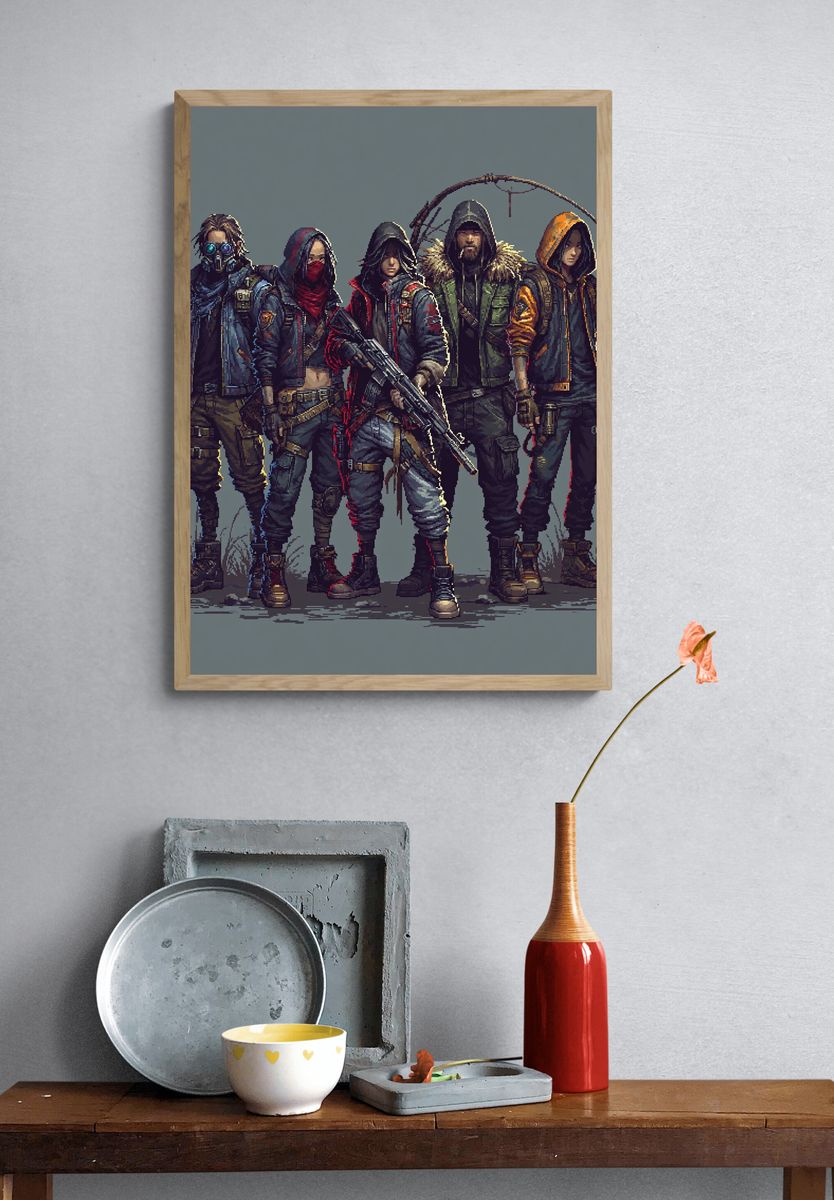 Post-Apocalyptic Squad Digital Art Poster. — room view 3