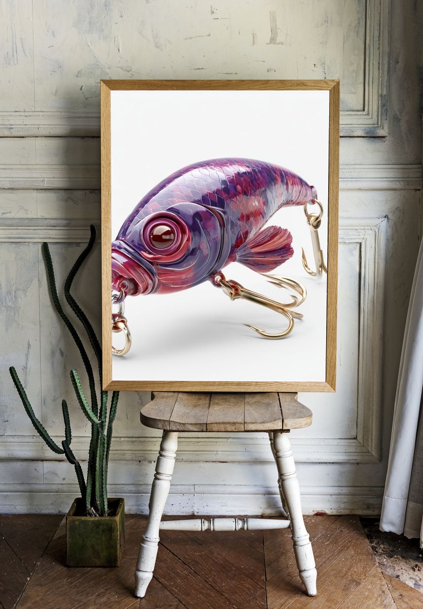Glass Fishing Lure Illustration Poster. — room view 1