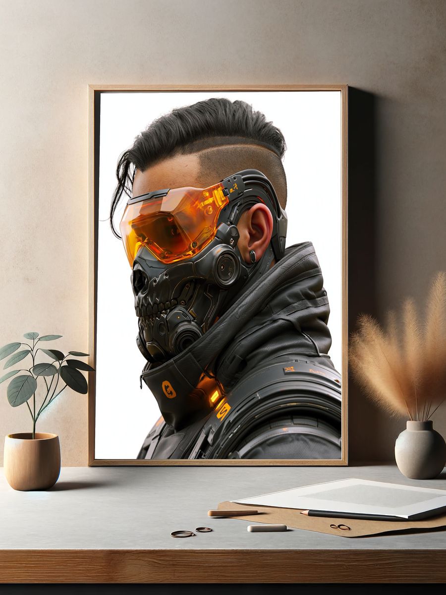 Cyberpunk Mask Portrait Poster. — room view 2