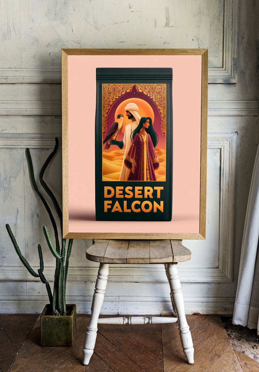 Desert Falcon Illustration Poster. — room view 1