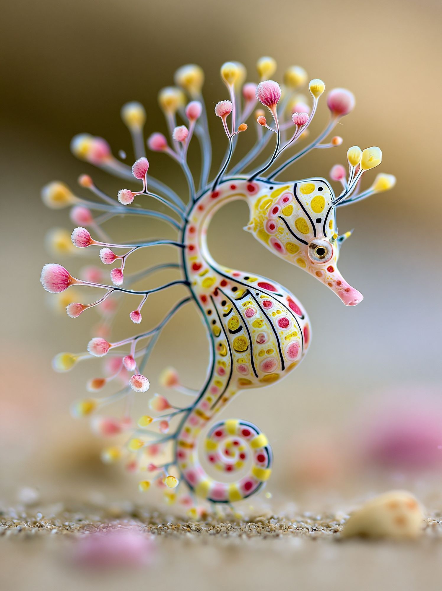 Whimsical Seahorse Illustration Poster. poster detail