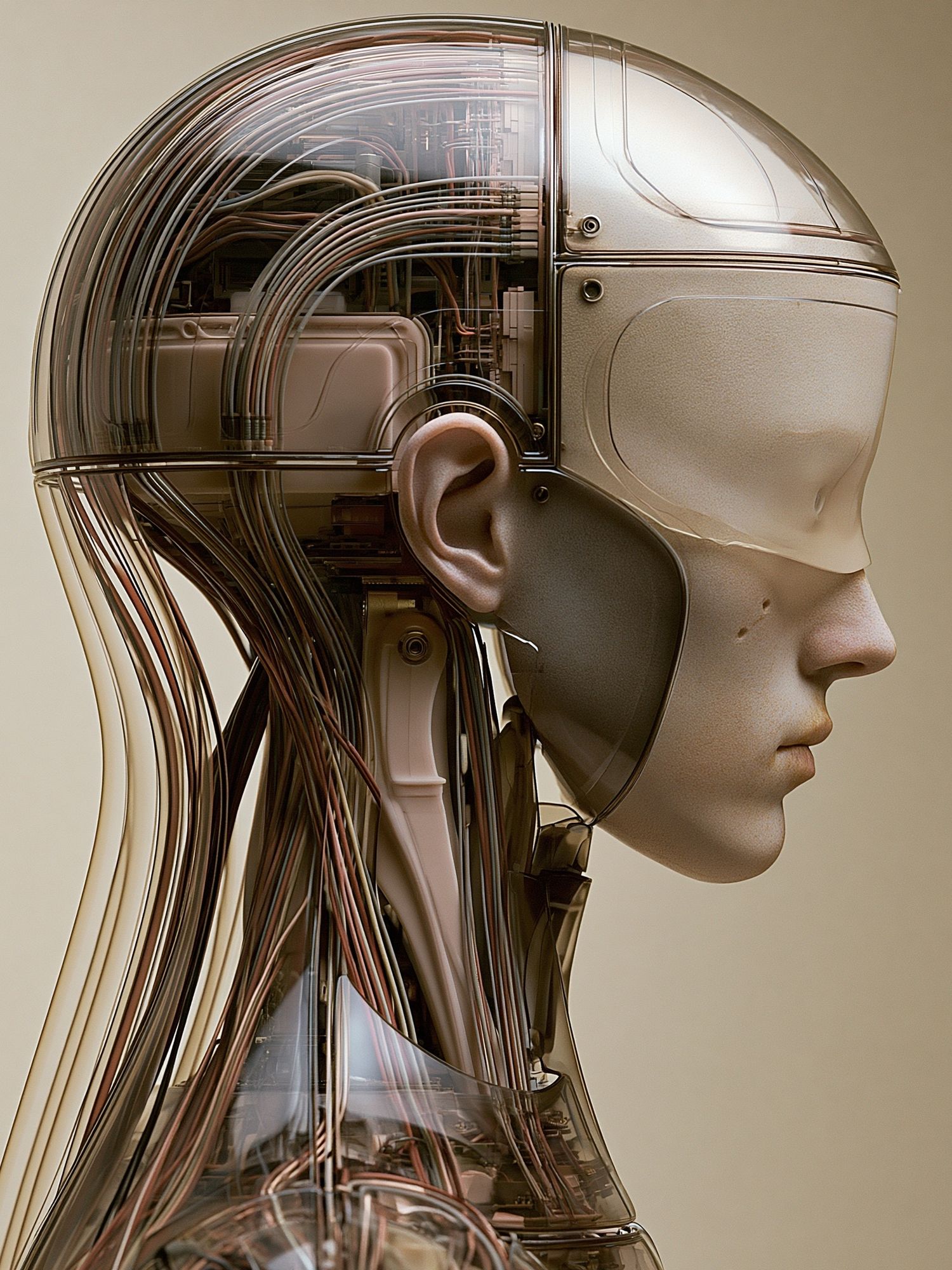 Cybernetic Human Profile Print. poster — illustration art