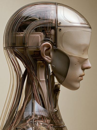 Cybernetic Human Profile Print.
