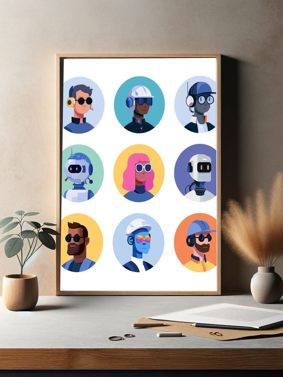 Coastal VW Camper Illustration Poster. — room view 2