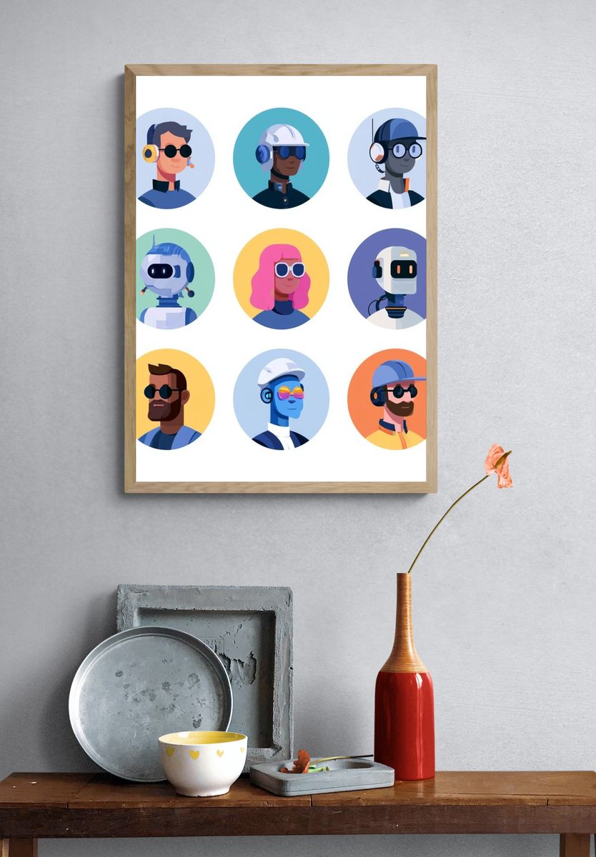 Coastal VW Camper Illustration Poster. — room view 3