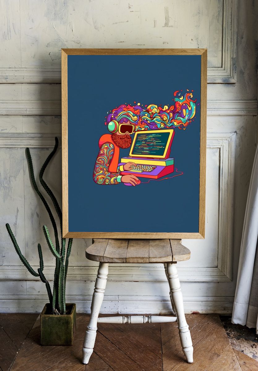 Psychedelic Coder Illustration Poster. room preview
