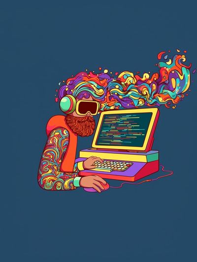 Psychedelic Coder Illustration Poster.