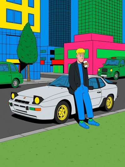 Neon City Street Illustration Poster. poster