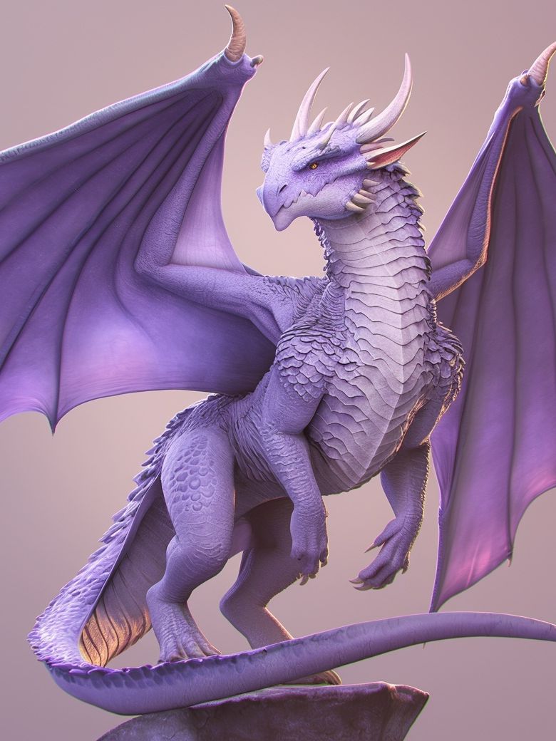 Lavender Dragon Digital Art Poster. poster — illustration art