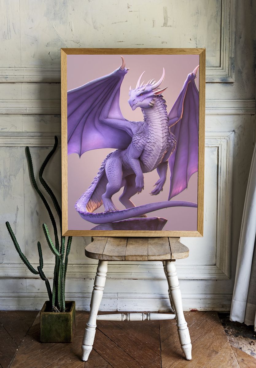 Lavender Dragon Digital Art Poster. — room view 1