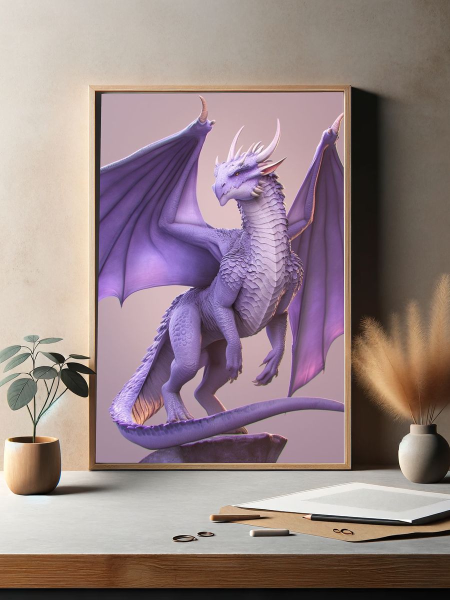 Lavender Dragon Digital Art Poster. — room view 2