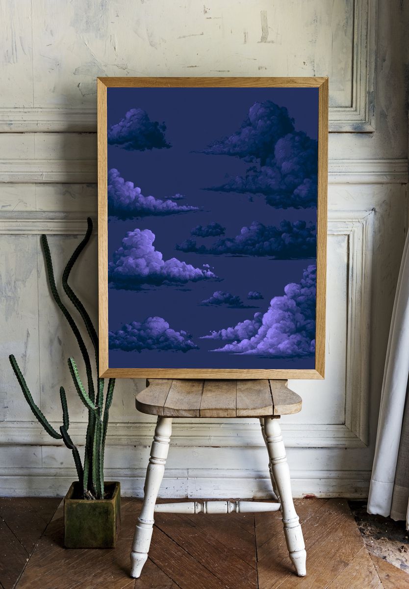 Purple Cloudscape Illustration Poster. room preview