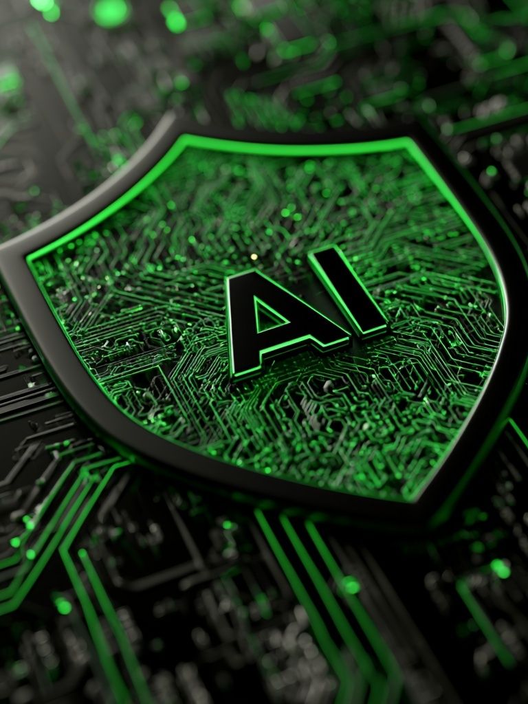 AI Circuit Shield Poster. poster — illustration art