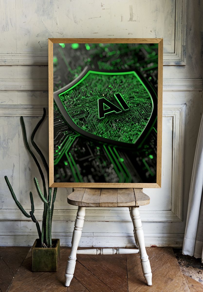 AI Circuit Shield Poster. room preview