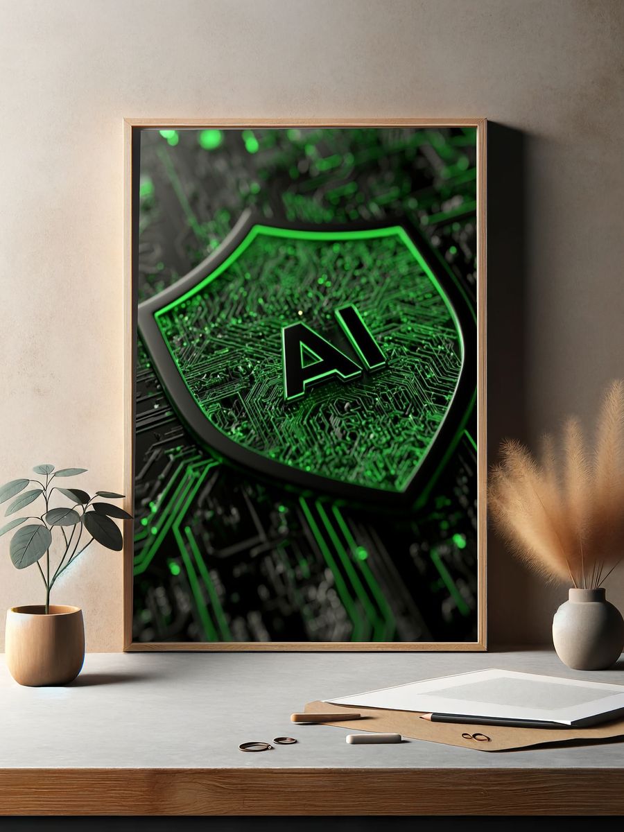 AI Circuit Shield Poster. — room view 2