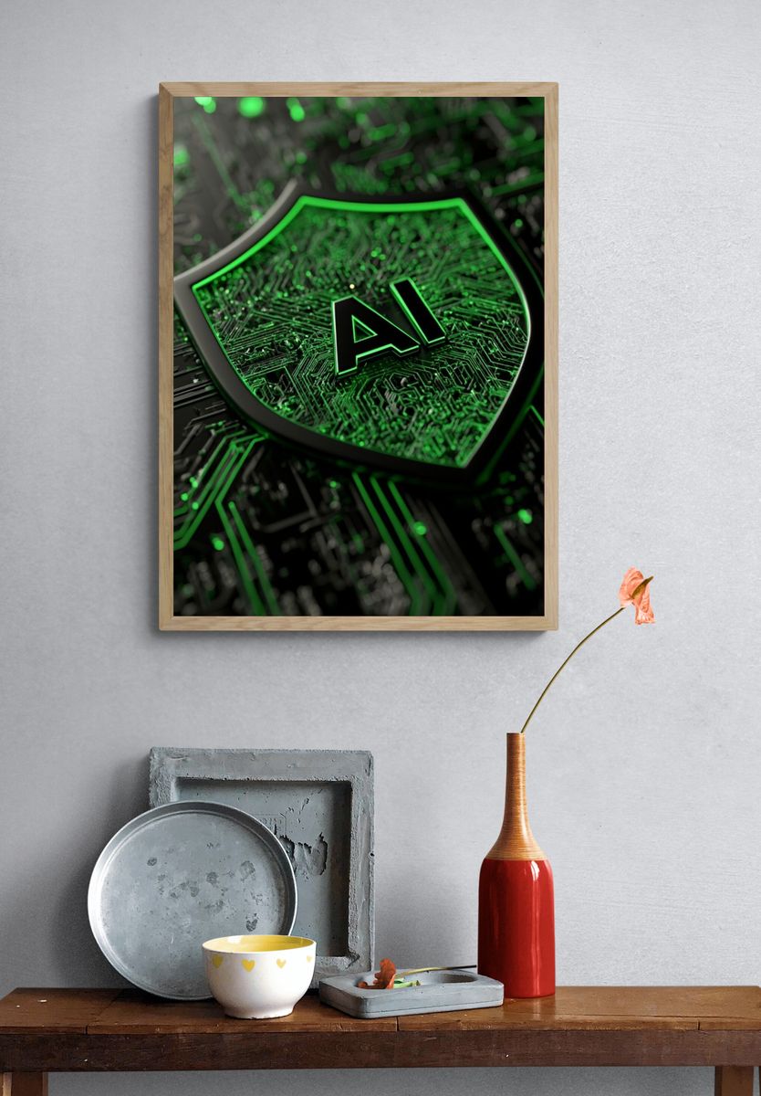 AI Circuit Shield Poster. — room view 3