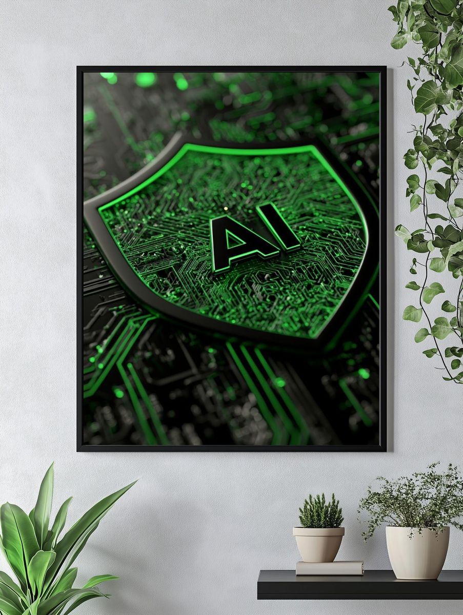 AI Circuit Shield Poster. — room view 4