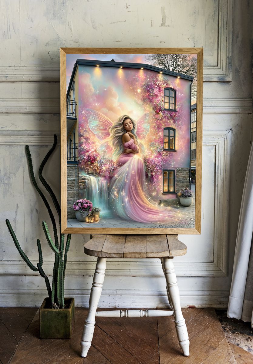 Pastel Fairy Mural Illustration Poster. — room view 1