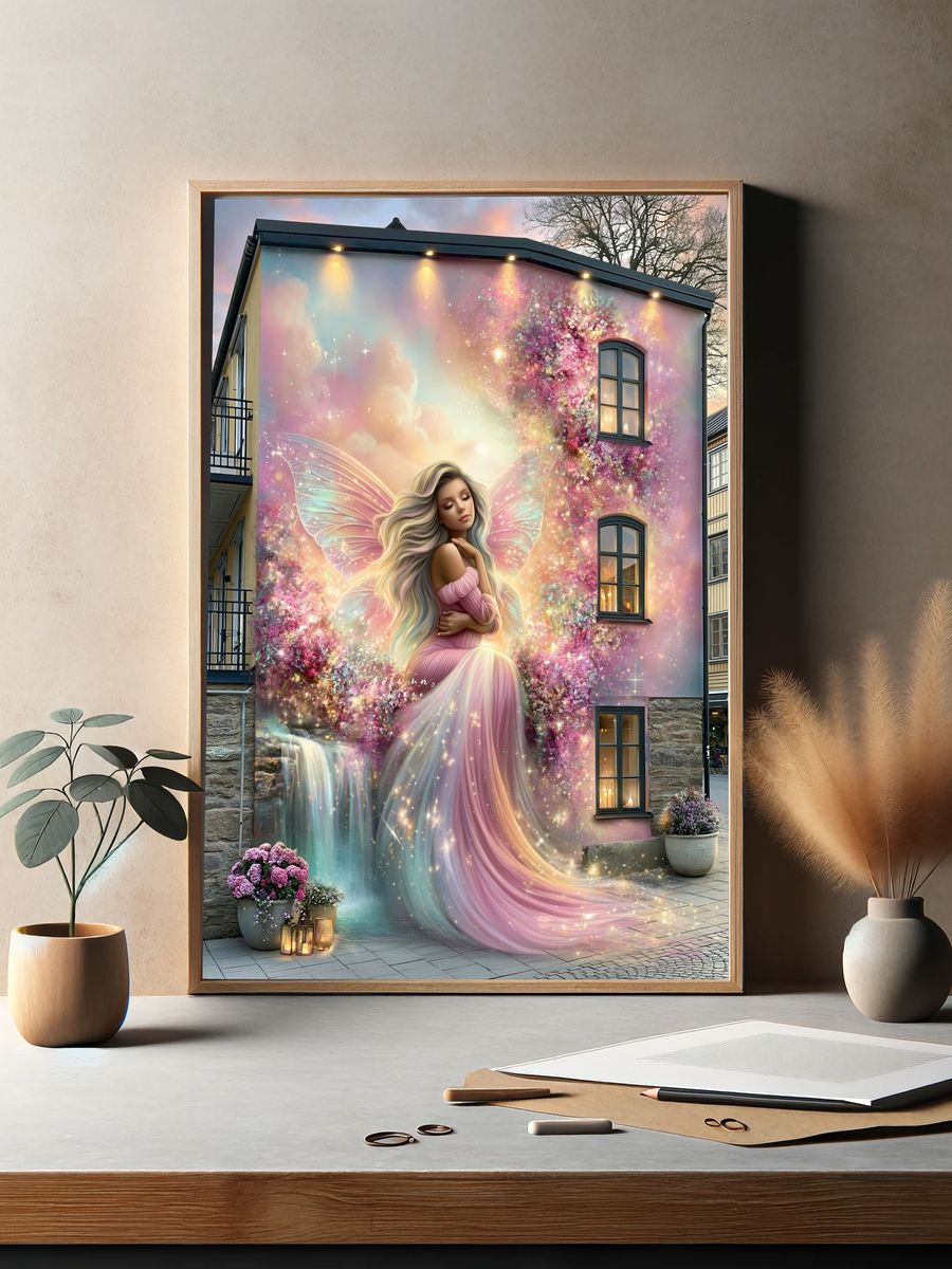 Pastel Fairy Mural Illustration Poster. — room view 2