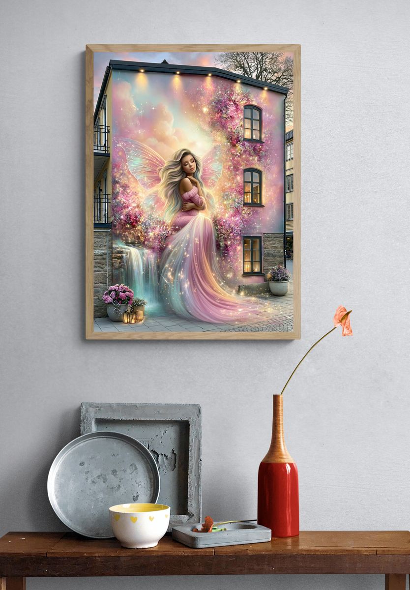 Pastel Fairy Mural Illustration Poster. — room view 3