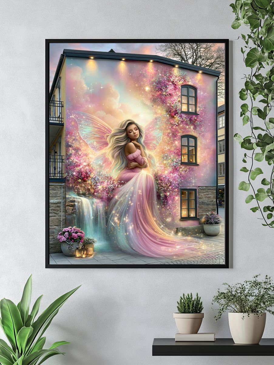 Pastel Fairy Mural Illustration Poster. — room view 4