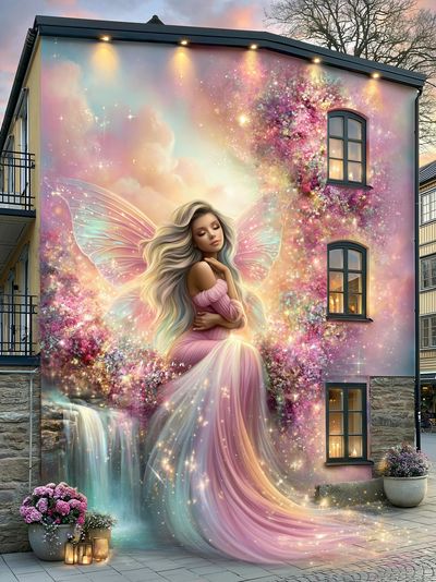 Pastel Fairy Mural Illustration Poster.
