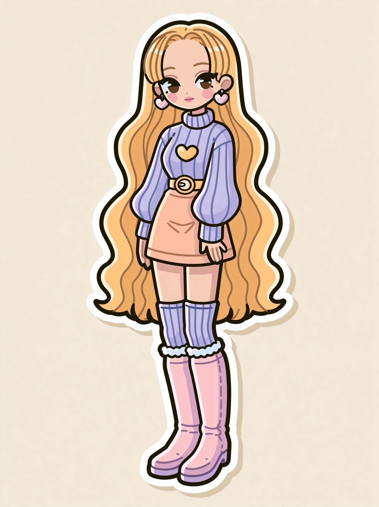 Pastel Kawaii Girl Illustration Poster. poster detail