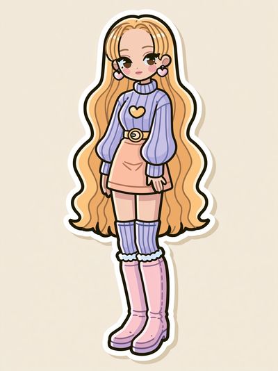 Pastel Kawaii Girl Illustration Poster.