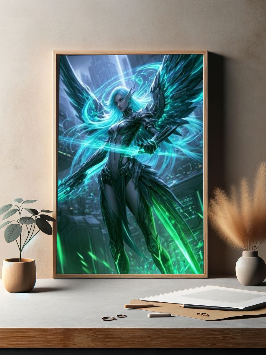 Cyber Angel Digital Art Poster. — room view 2