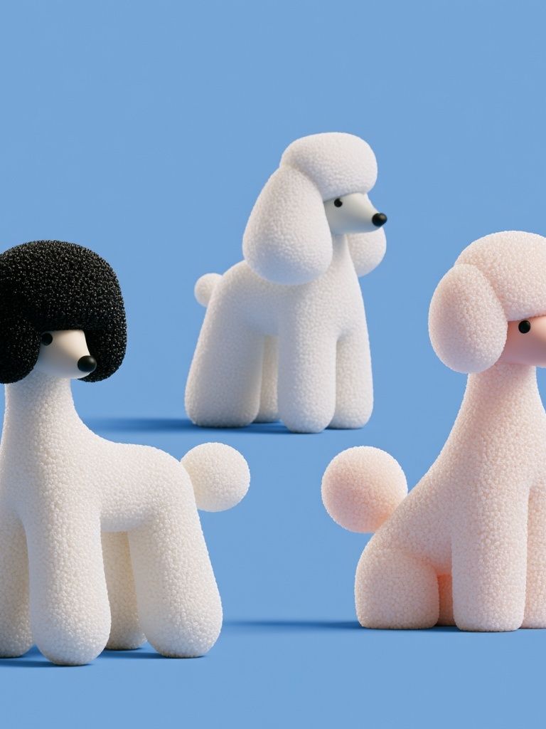 Poodle Trio Illustration Poster. poster — illustration art