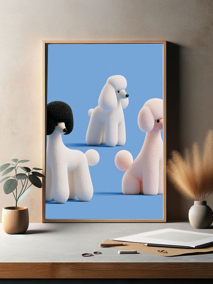 Poodle Trio Illustration Poster. — room view 2