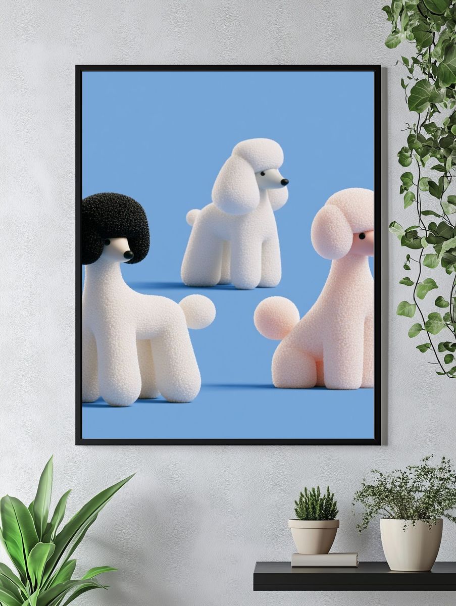 Poodle Trio Illustration Poster. — room view 4