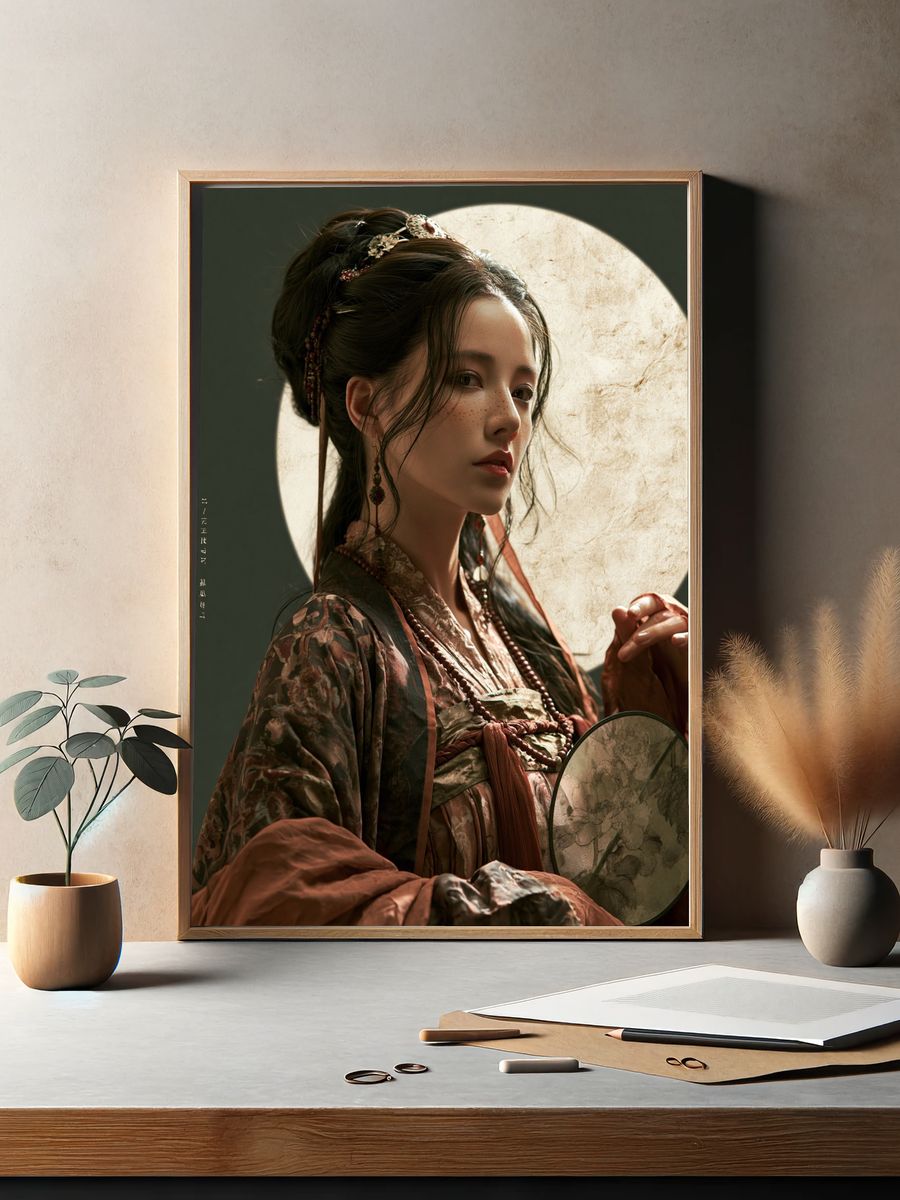 Elegant Geisha Portrait Print. — room view 2